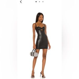 Doyle Mini Dress - h:ours Black Faux Leather (S)